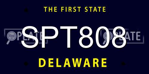 SPT808 Delaware License Plate
