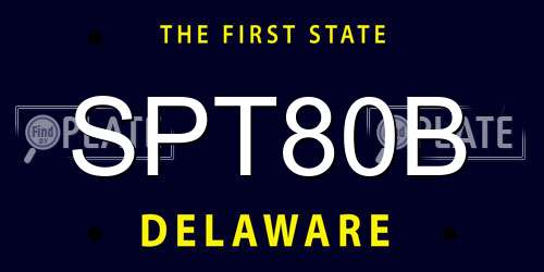 SPT80B Delaware License Plate