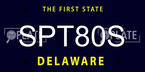 SPT80S Delaware License Plate