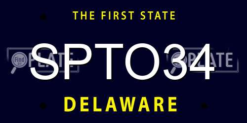 SPTO34 Delaware License Plate