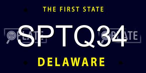 SPTQ34 Delaware License Plate