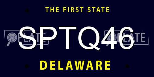 SPTQ46 Delaware License Plate