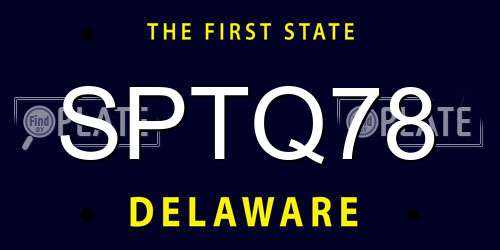 SPTQ78 Delaware License Plate