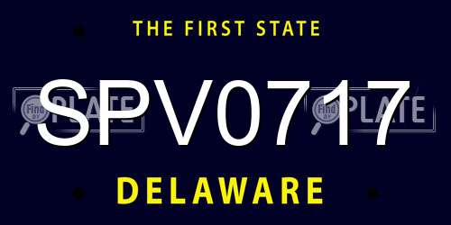 SPV0717 Delaware License Plate