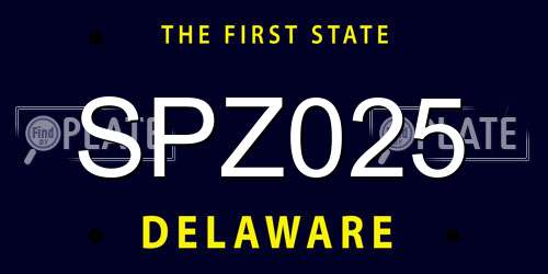 SPZ025 Delaware License Plate
