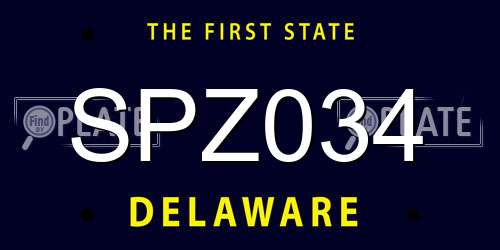 SPZ034 Delaware License Plate