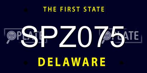 SPZ075 Delaware License Plate
