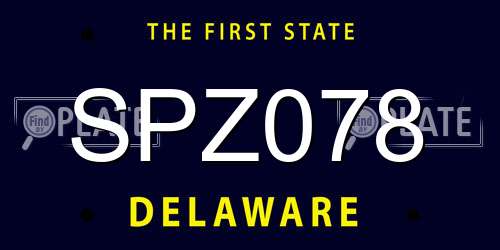 SPZ078 Delaware License Plate
