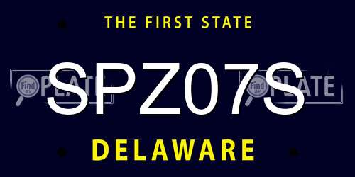SPZ07S Delaware License Plate