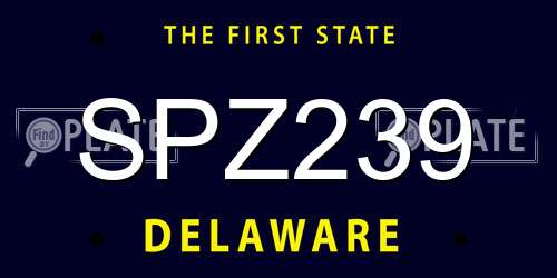 SPZ239 Delaware License Plate