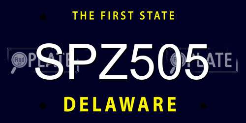 SPZ505 Delaware License Plate