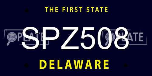 SPZ508 Delaware License Plate
