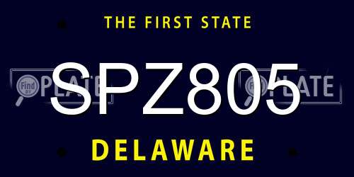 SPZ805 Delaware License Plate