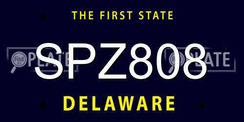 SPZ808 Delaware License Plate