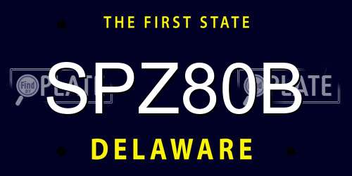 SPZ80B Delaware License Plate
