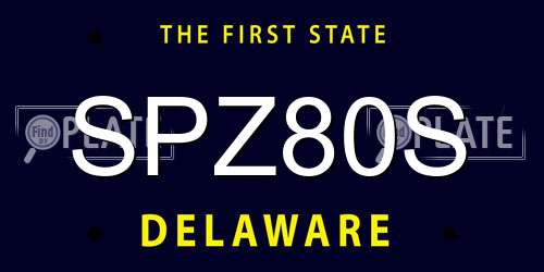SPZ80S Delaware License Plate