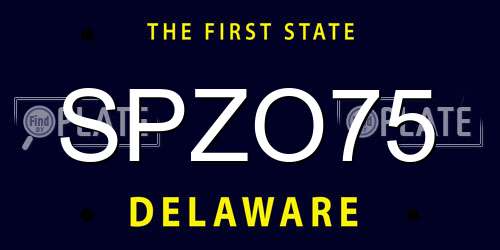 SPZO75 Delaware License Plate