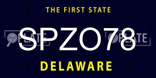 SPZO78 Delaware License Plate
