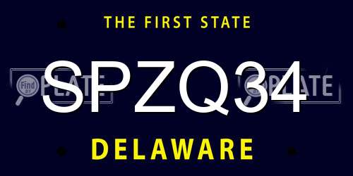 SPZQ34 Delaware License Plate