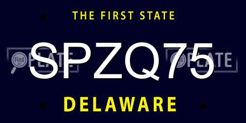 SPZQ75 Delaware License Plate
