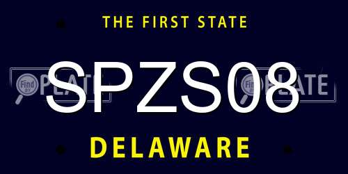 SPZS08 Delaware License Plate