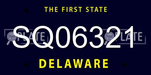 SQ06321 Delaware License Plate