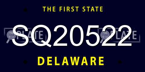 SQ20522 Delaware License Plate