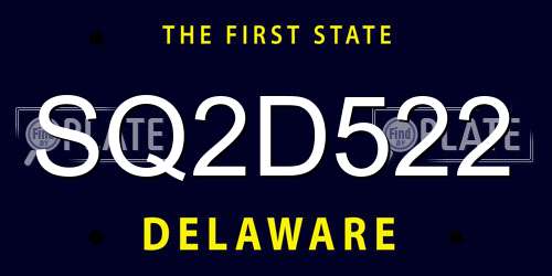 SQ2D522 Delaware License Plate
