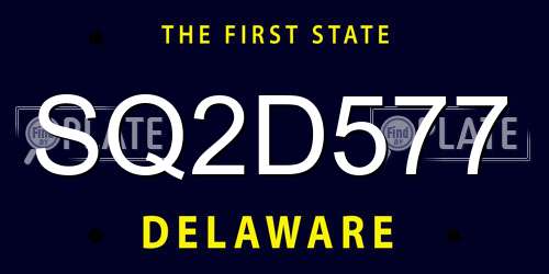 SQ2D577 Delaware License Plate