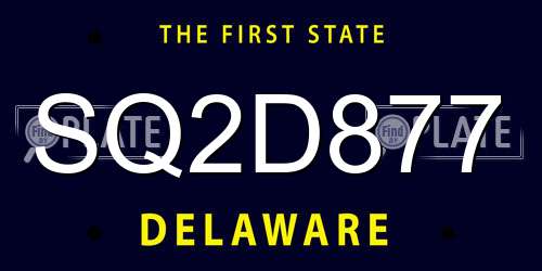SQ2D877 Delaware License Plate