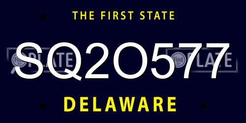 SQ2O577 Delaware License Plate