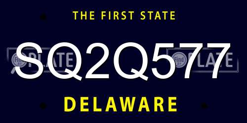 SQ2Q577 Delaware License Plate