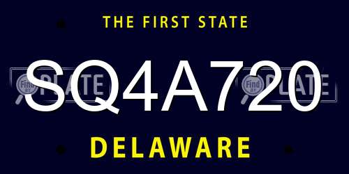 SQ4A720 Delaware License Plate