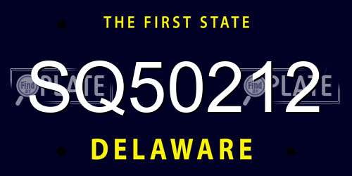 SQ50212 Delaware License Plate