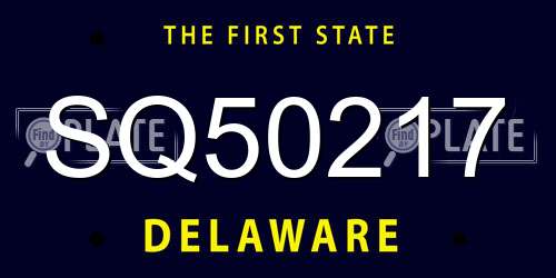 SQ50217 Delaware License Plate