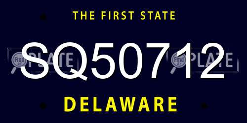 SQ50712 Delaware License Plate