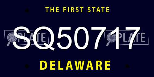 SQ50717 Delaware License Plate