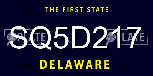 SQ5D217 Delaware License Plate