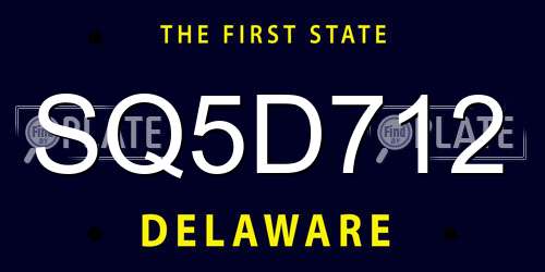 SQ5D712 Delaware License Plate