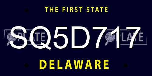 SQ5D717 Delaware License Plate