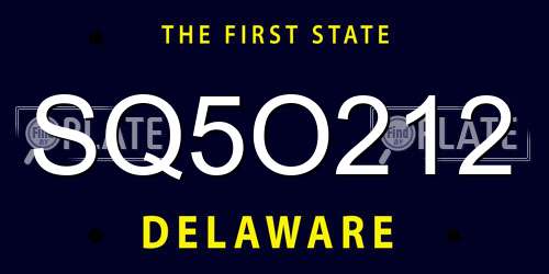 SQ5O212 Delaware License Plate