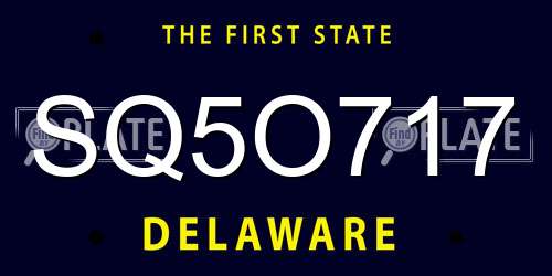 SQ5O717 Delaware License Plate