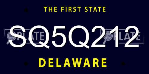 SQ5Q212 Delaware License Plate