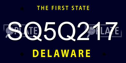 SQ5Q217 Delaware License Plate