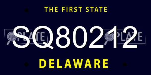 SQ80212 Delaware License Plate