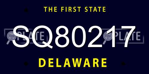 SQ80217 Delaware License Plate