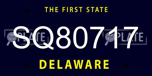 SQ80717 Delaware License Plate