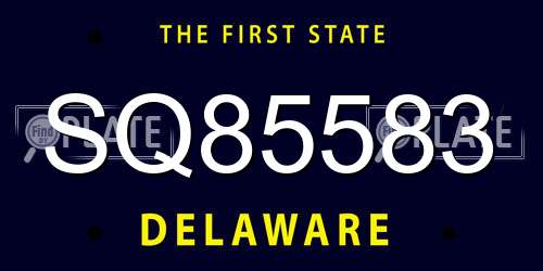 SQ85583 Delaware License Plate