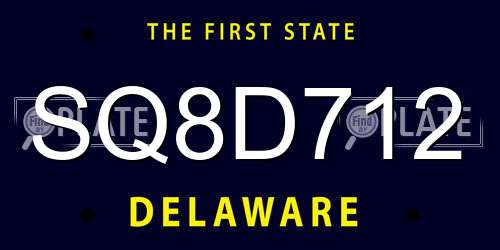 SQ8D712 Delaware License Plate
