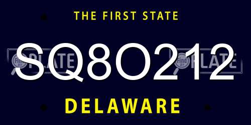 SQ8O212 Delaware License Plate